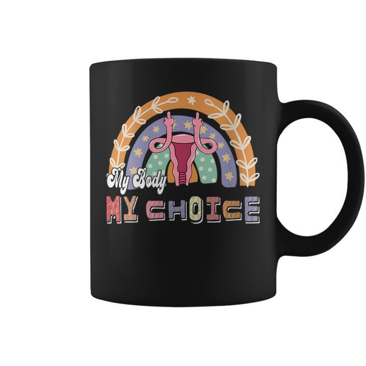 Womens Uterus My Body My Choice Pro Choice Leopard Rainbow  Coffee Mug
