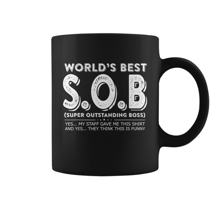 Worlds Best SOB Super Outstanding Boss Funny Colleague Tshirt Coffee Mug