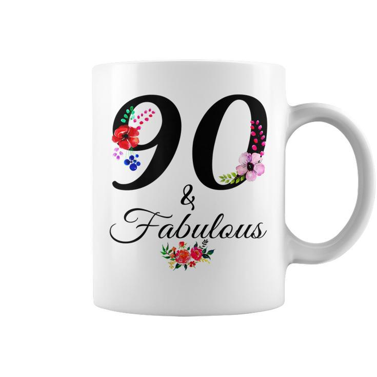 90 & Fabulous 90 Years Old Vintage Floral 1932 90Th Birthday  Coffee Mug