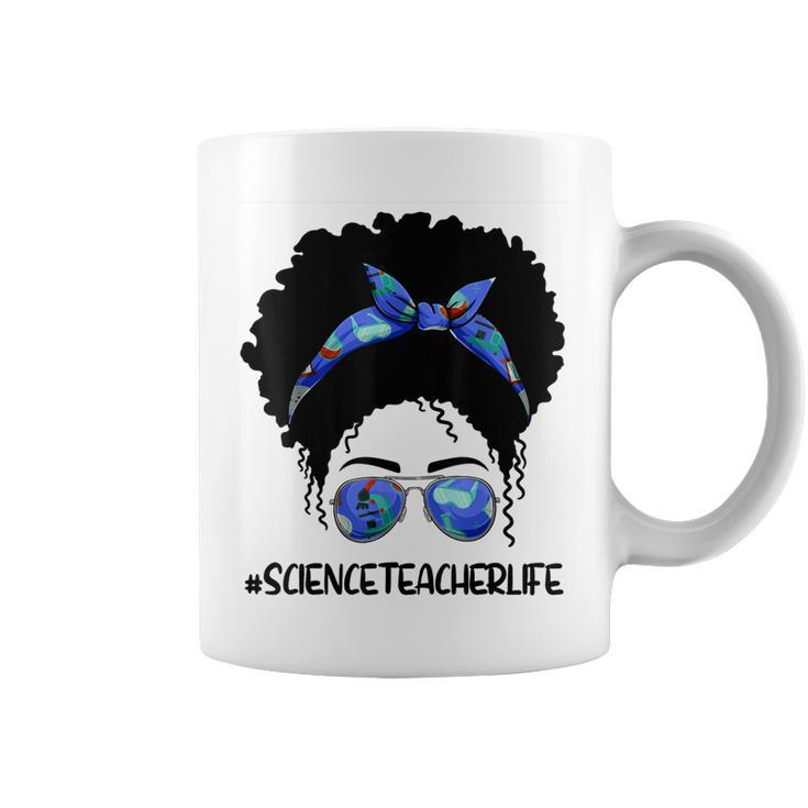 Afro Messy Bun Science Teacher Life  1St Day Of School  Coffee Mug