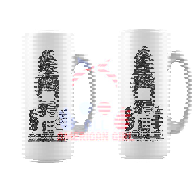 All American Girl Messy Bun American Flag 4Th Of July  V2 Coffee Mug