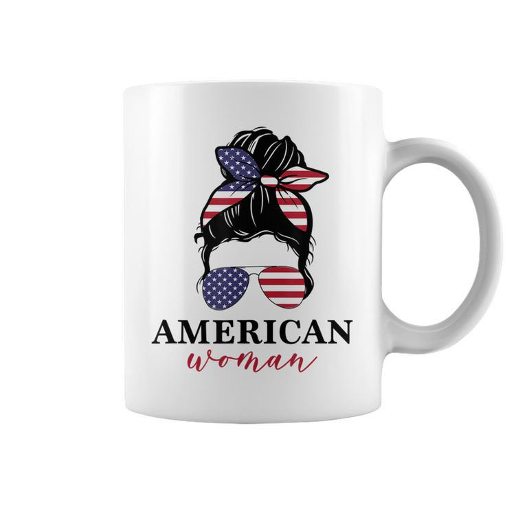 All American Girl Messy Bun Flag 4Th Of July Sunglasses  Coffee Mug