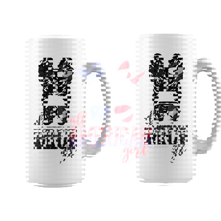 All American Girl Messy Hair Bun Woman Patriotic 4Th Of July  V2 Coffee Mug