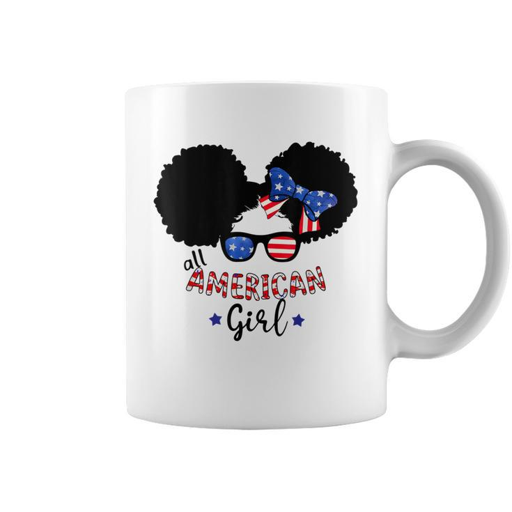 All American Girls 4Th Of July  Black African Messy Bun  Coffee Mug