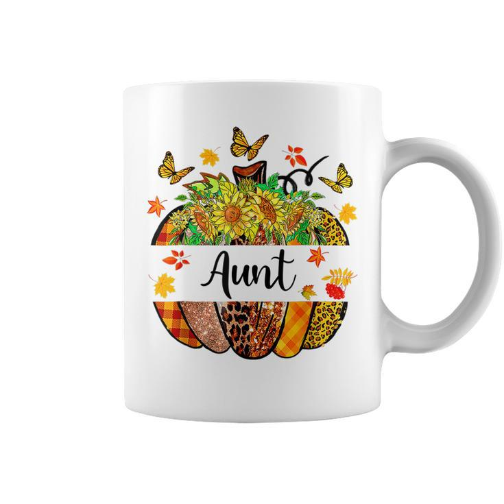 Aunt Fall Leopard Pumpkin Sunflowers Autumn Thanksgiving  V2 Coffee Mug