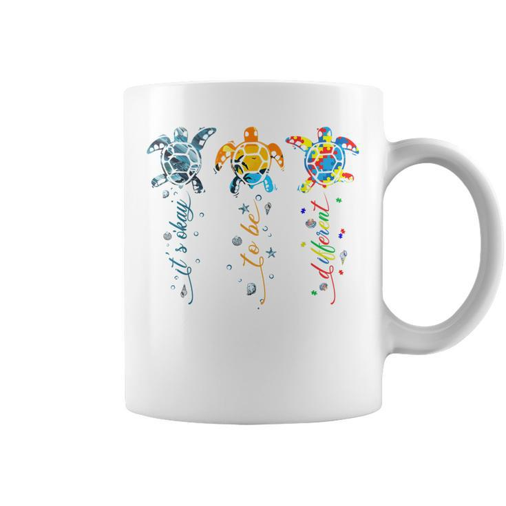 Autism Awareness Its Ok To Be Different Sea Turtle Planet  Coffee Mug