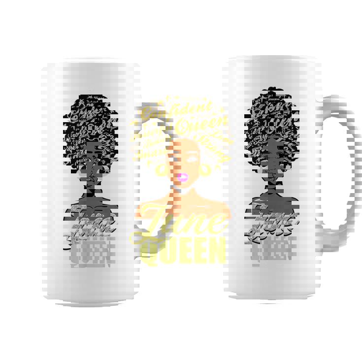 Black African American Melanin Afro Queen June Birthday  Coffee Mug