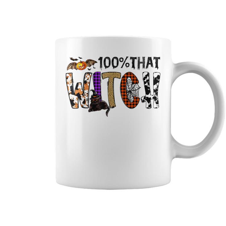 Black Cat 100 That Witch Spooky Halloween Costume Leopard Coffee Mug