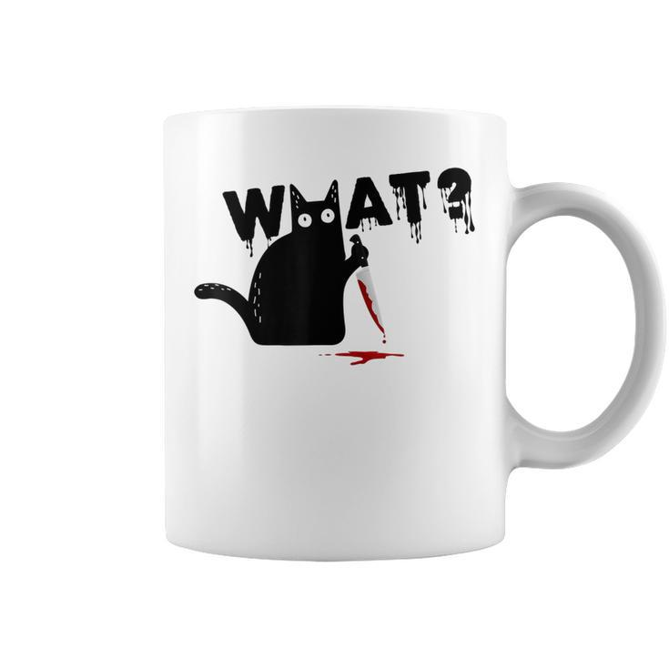 Black Cat Killer Ask What Halloween Knife Sarcasm  Coffee Mug