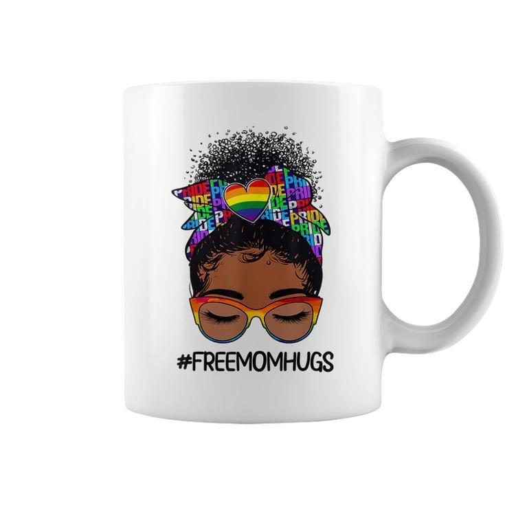 Black Women Free Mom Hugs Messy Bun Lgbtq Lgbt Pride Month  Coffee Mug