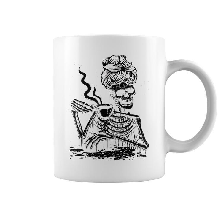 Coffee Drinking Skeleton Lazy Diy Halloween Costume Women  V4 Coffee Mug