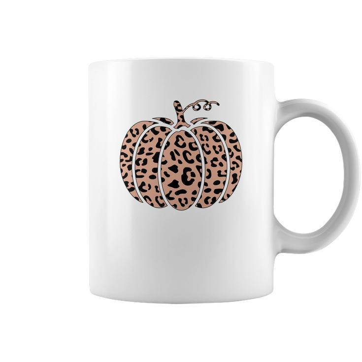 Cool Funny Fall Gift Leopard Pumpkin Coffee Mug