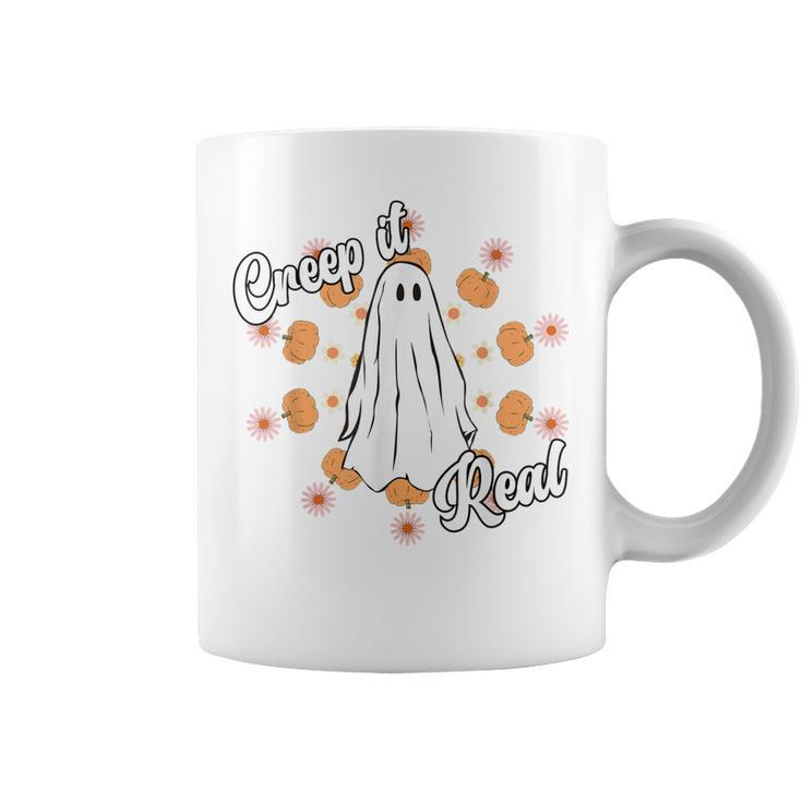 Creep It Real Vintage Ghost Pumkin Retro Groovy  Coffee Mug