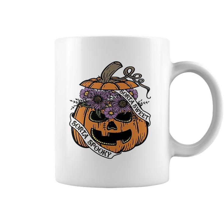 Cute Halloween Sorta Sweet Sorta Spooky Pumpkin Florals Coffee Mug