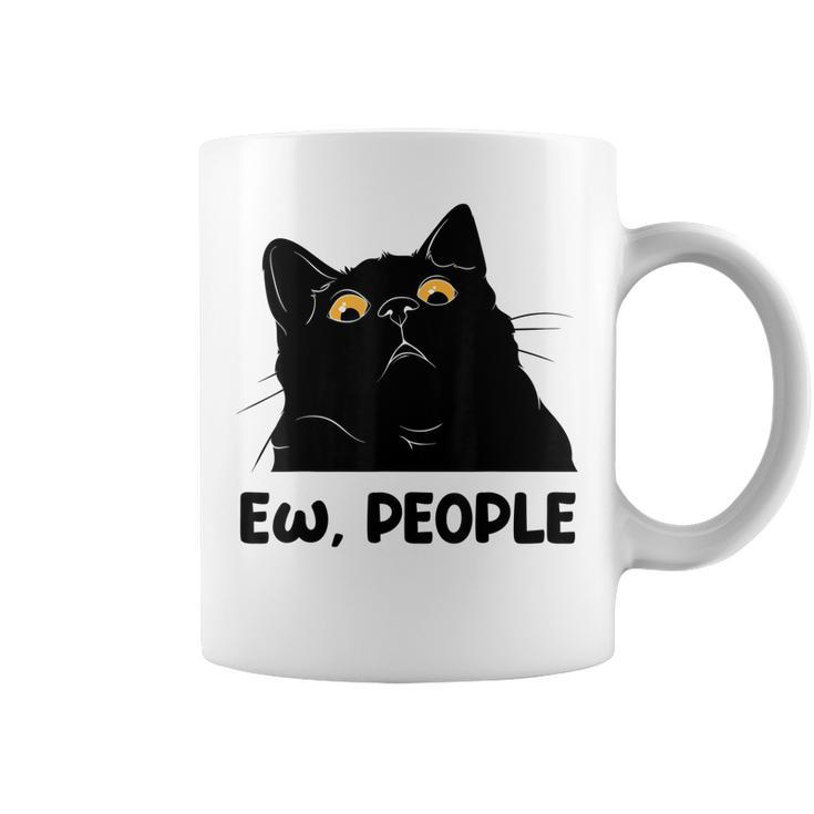 Ew People Funny Black Cat Lover For Women Men Fun Cat Saying  V2 Coffee Mug