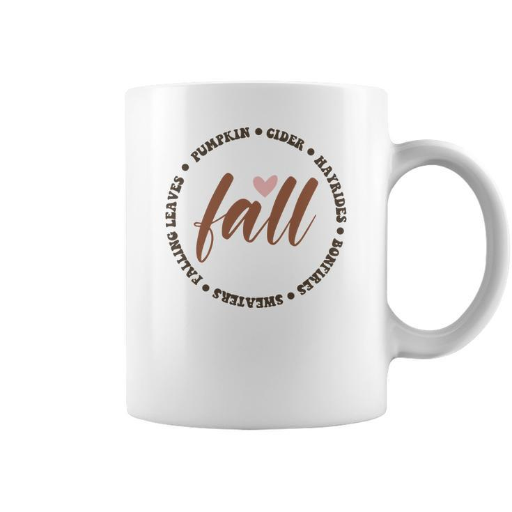 Fall Circle Pumpkin Leaves Hayrides Sweaters Coffee Mug