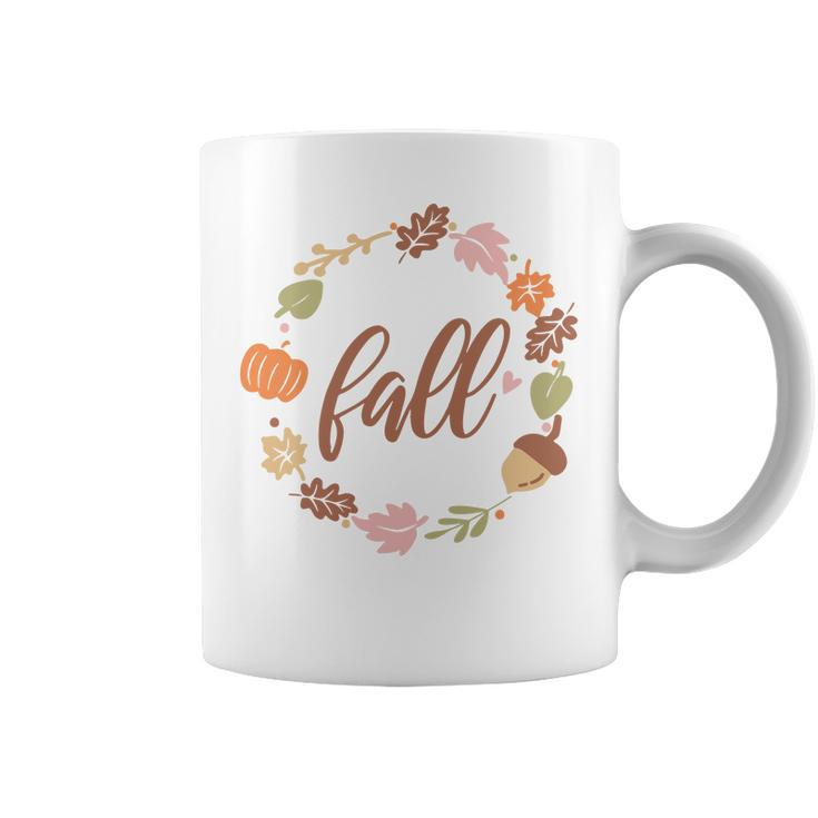Fall Retro Flower Leaf Circle Coffee Mug
