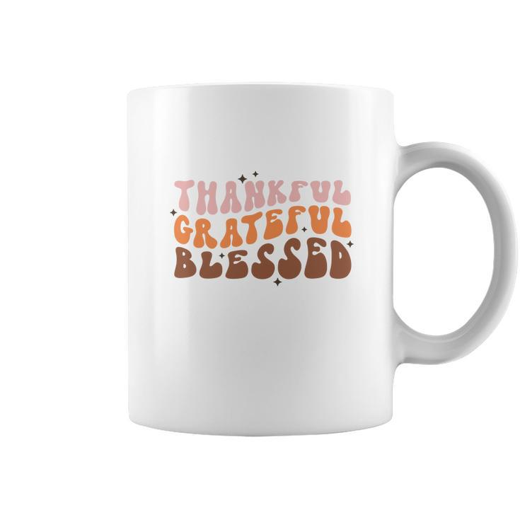 Fall Retro Thankful Grateful Blessed Thanksgiving Quotes Autumn Gift Coffee Mug