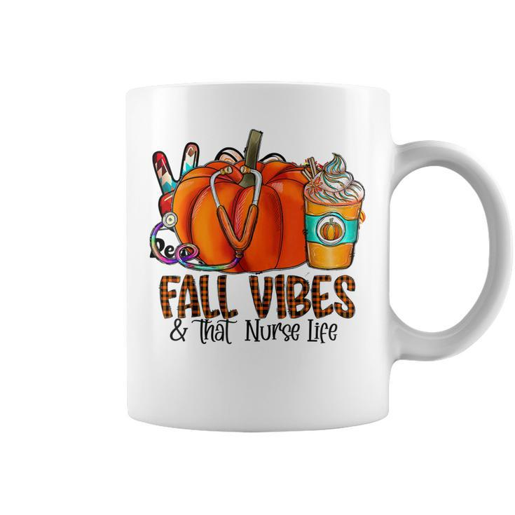 Fall Vibes And That Nurse Life Pumpkin Fall Thankful Nurse  Coffee Mug