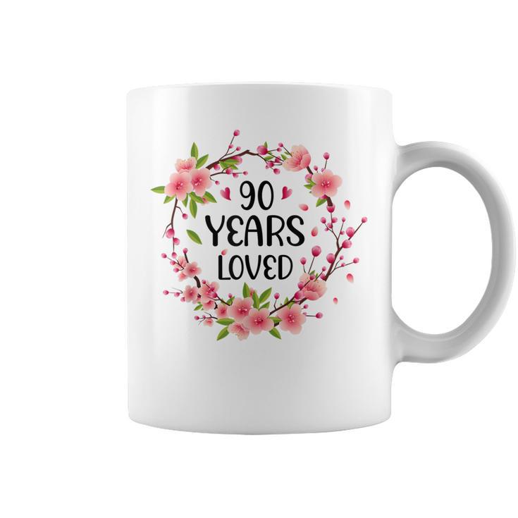 Floral 90 Year Old 90Th Birthday Women 90 Years Loved  Coffee Mug