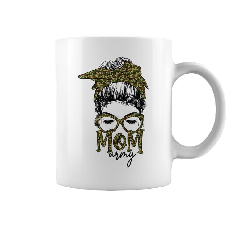 Funny Army Mom Messy Bun Hair Glasses  V2 Coffee Mug