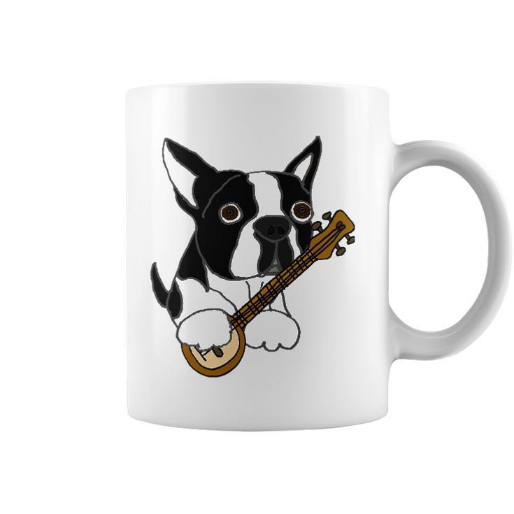 Funny Boston Terrier Dog Playing Banjo Coffee Mug