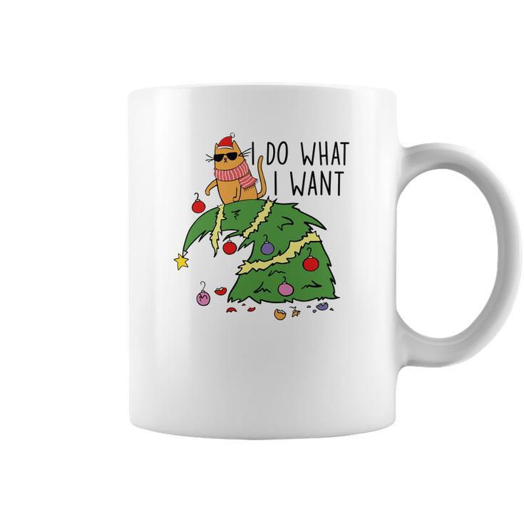 Funny Christmas Cat I Do What I Want Xmas Holiday Coffee Mug
