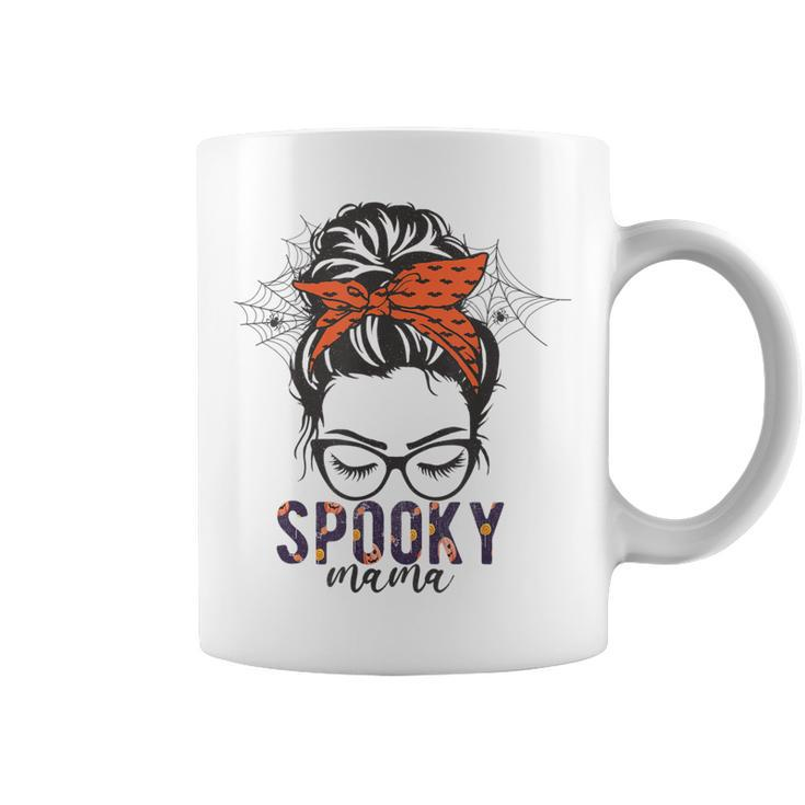 Funny Halloween Spooky Mom Messy Bun Skull Mama Costume  Coffee Mug