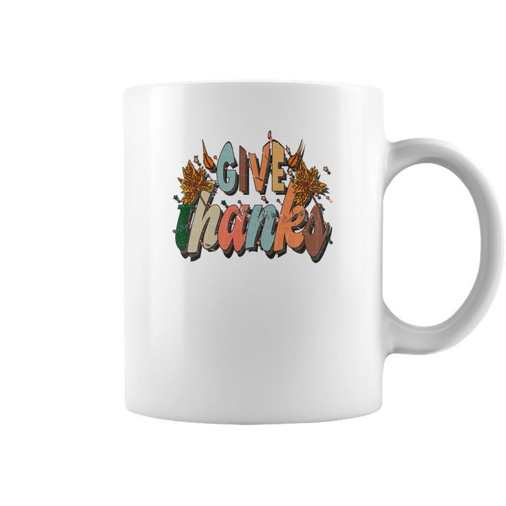 Give Thanks To All Fall Season Groovy Style Coffee Mug