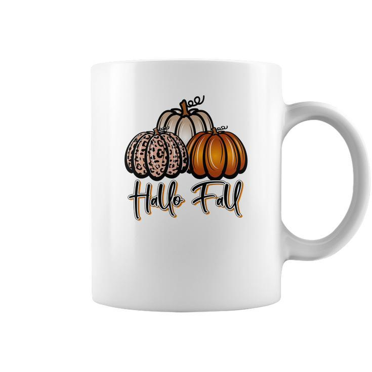 Hallo Fall Three Pumpkins Coffee Mug