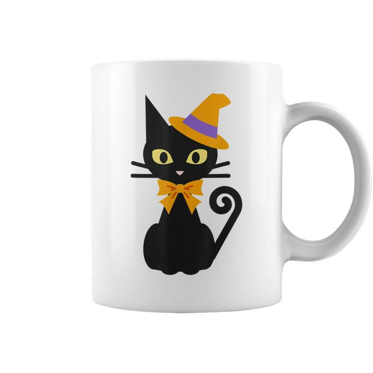 Halloween Black Cat With Hat And Bow Japanese Funny  Coffee Mug