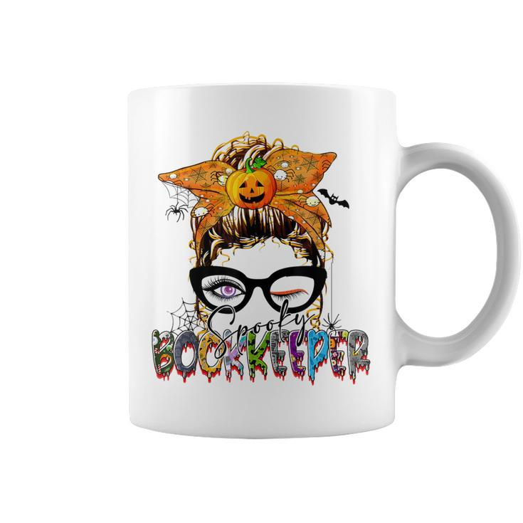 Halloween Spooky Bookkeeper Messy Bun Glasses Accountant  Coffee Mug