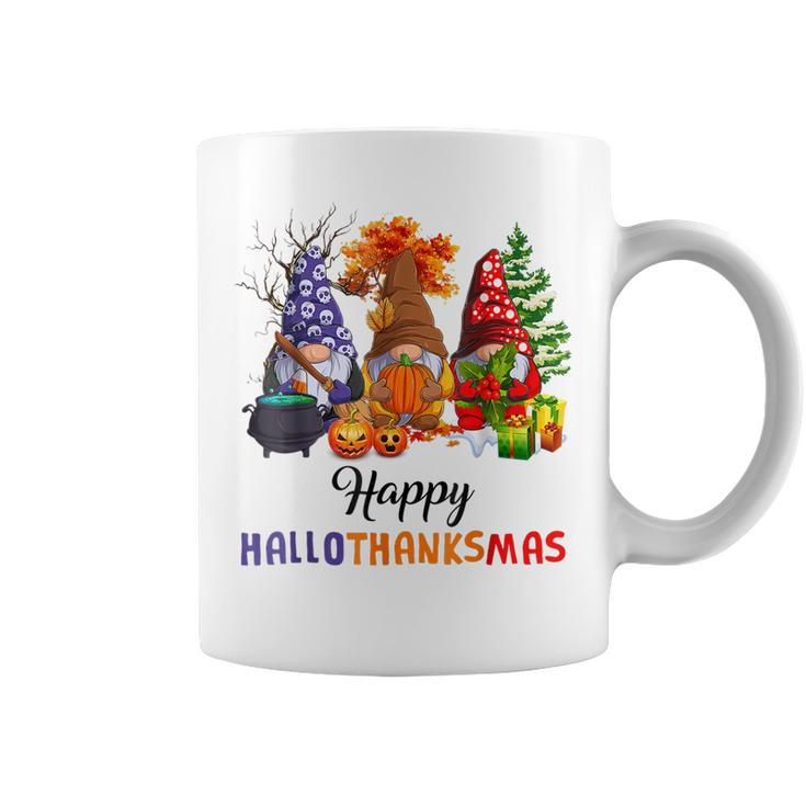 Halloween Thanksgiving Christmas Happy Hallothanksmas Gnomes  V11 Coffee Mug