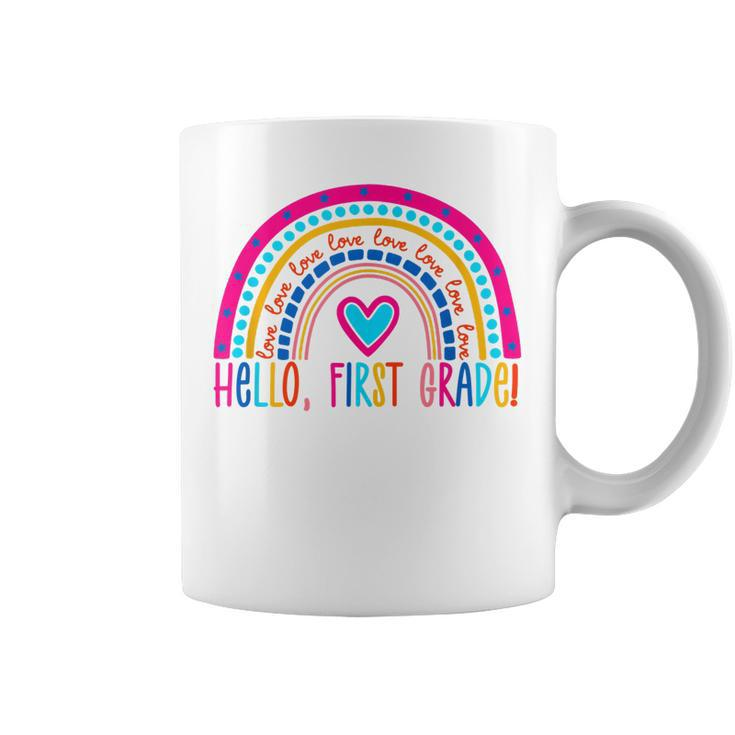 Hello First Grade Rainbow  Back To School Teacher Kids  Coffee Mug