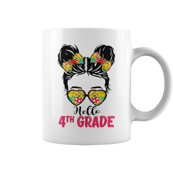 Hello Fourth Grade Messy Bun Girls 4Th Grade Back To School  Coffee Mug