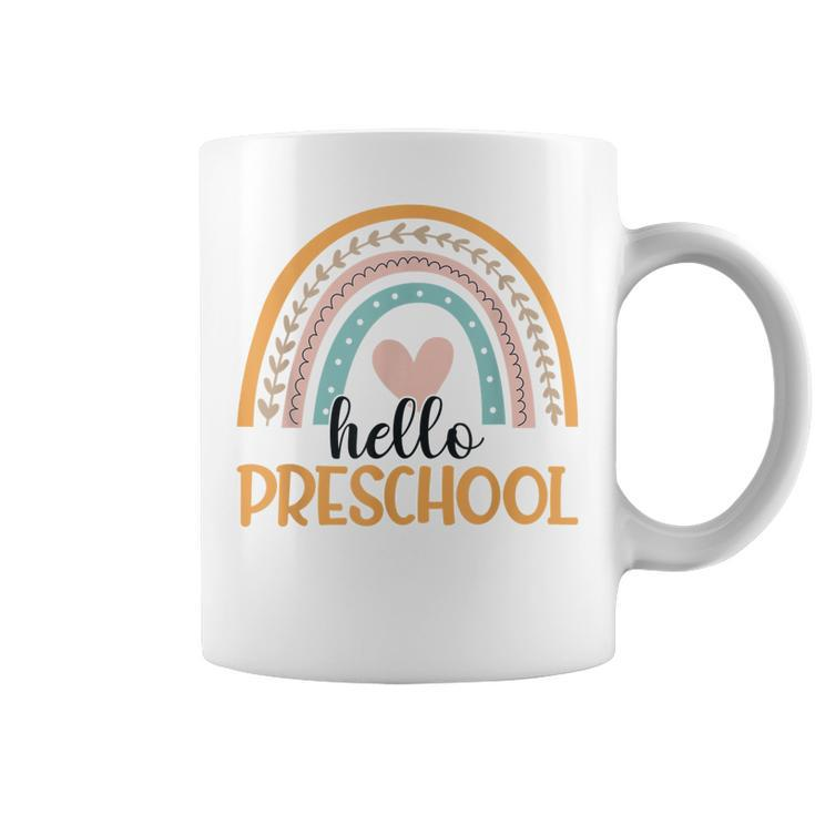 Hello Preschool Rainbow Teachers Students Back To School  Coffee Mug