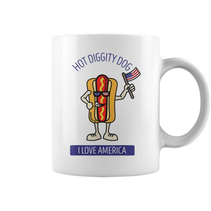 Hot Diggity Dog July 4Th Patriotic Bbq Picnic Usa Funny  Coffee Mug