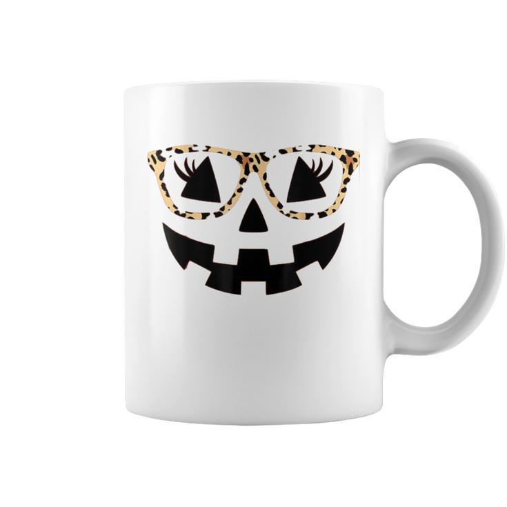 Jack O Lantern Pumpkin Halloween Costume Leopard Glasses  Coffee Mug