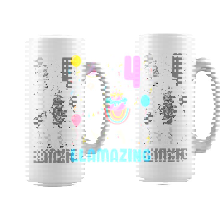 Kids 4Th Birthday I Am 4 Years Old And Llamazing Llama Girl Ns Coffee Mug