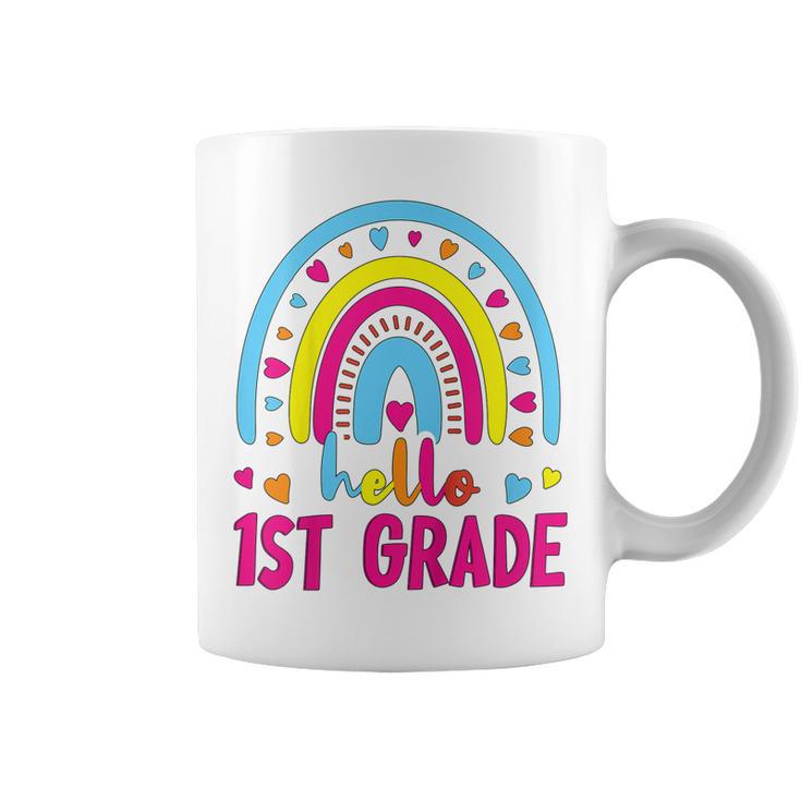 Kids First Day Of School Girls Back To School Hello First Grade Coffee Mug