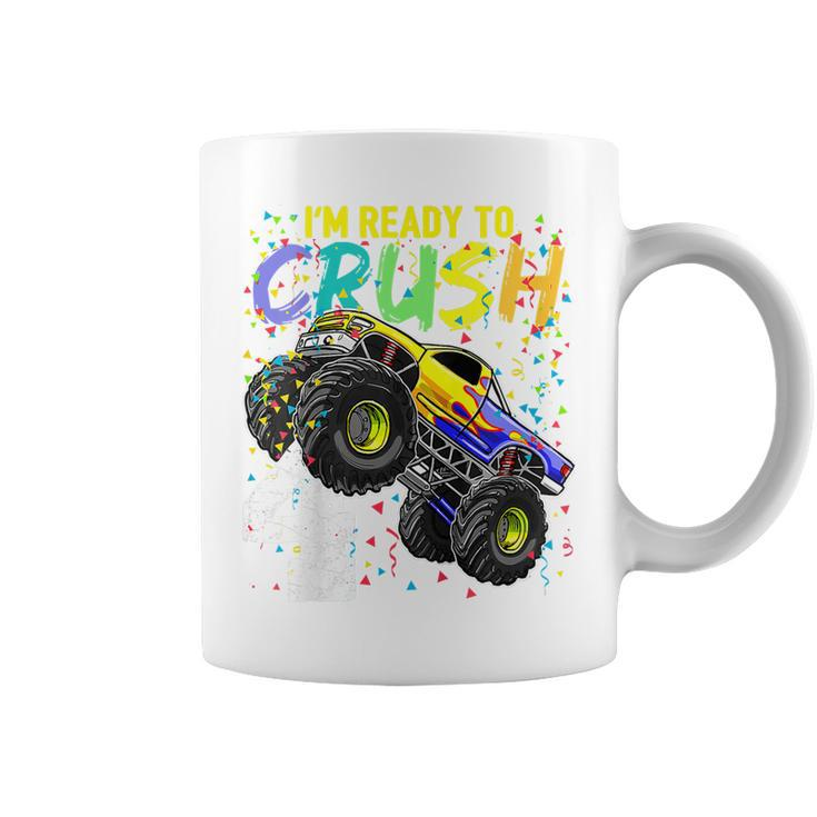 Kids Kids Im Ready To Crush 4 Monster Truck 4Th Birthday Boys Coffee Mug