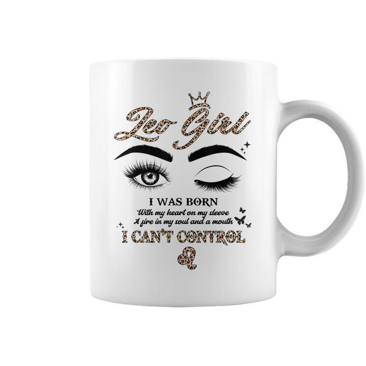 Leo Girl I Was Born With My Heart On My Sleeve Leopard  Coffee Mug