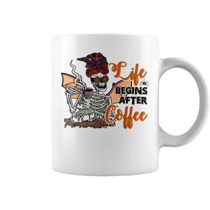 Life Begin After Coffee Halloween Mama Skeleton Costume  Coffee Mug