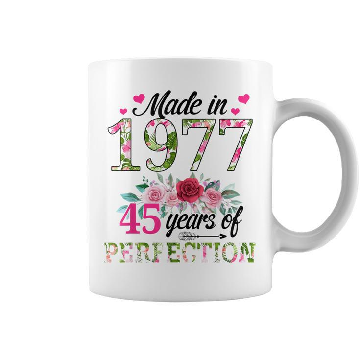 Made In 1977 Floral 45 Year Old 45Th Birthday Gifts Women  Coffee Mug
