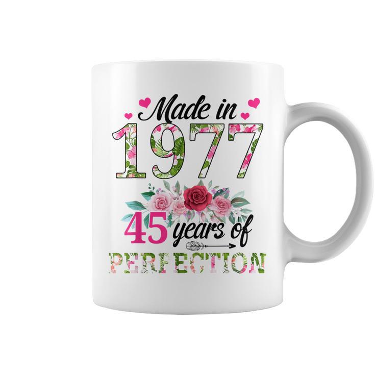 Made In 1977 Floral 45 Year Old 45Th Birthday Gifts Women Coffee Mug