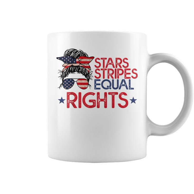 Messy Bun American Flag Pro Choice Star Stripes Equal Right  V4 Coffee Mug
