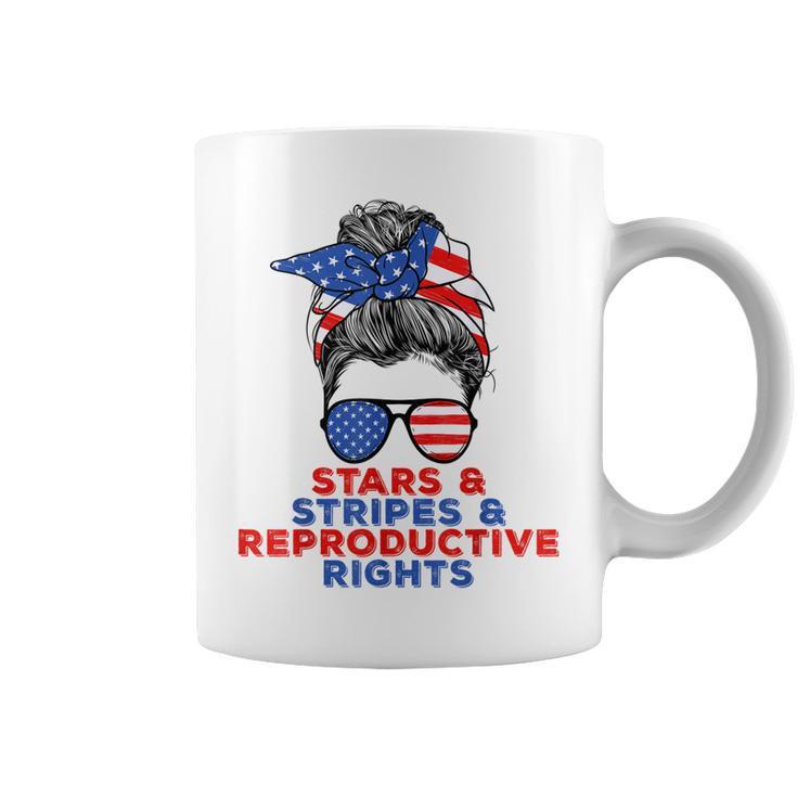 Messy Bun Us Flag Stars Stripes Reproductive Rights  Coffee Mug