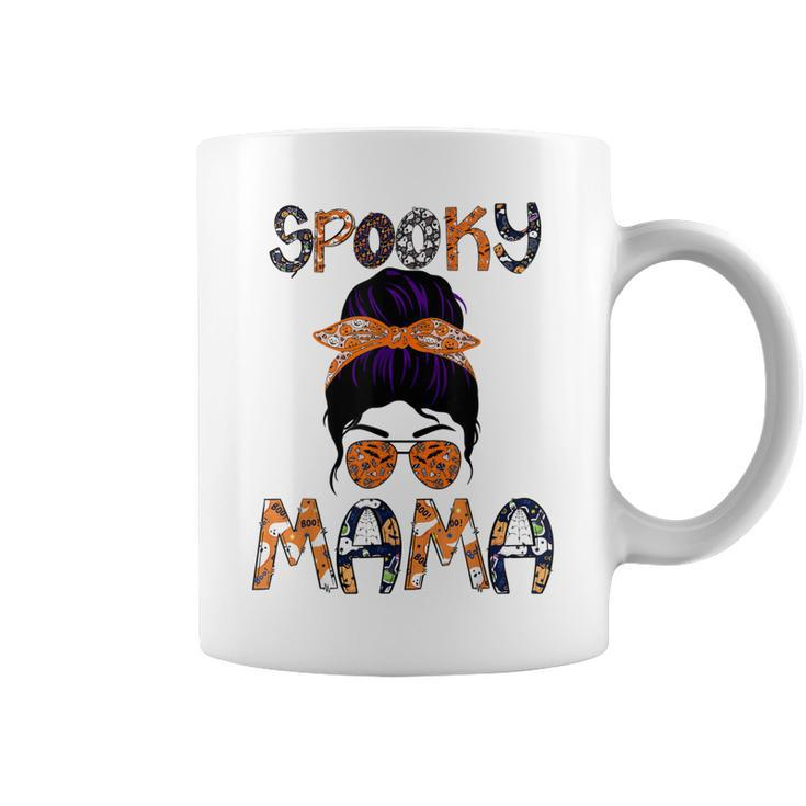 Messy Hair Bun Women Spooky Mama Halloween Funny Costume  Coffee Mug