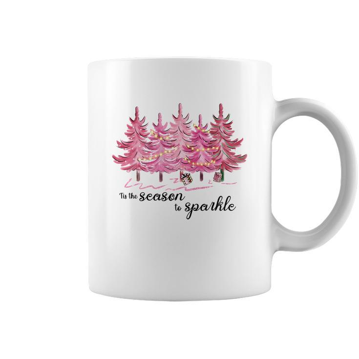 Minimalist Christmas Tree Pink ChristmasTis The Season To Sparkle Coffee Mug