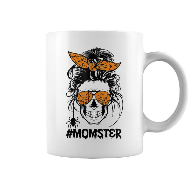 Momster Halloween Costume Skull Mom Messy Hair Bun Monster  V4 Coffee Mug